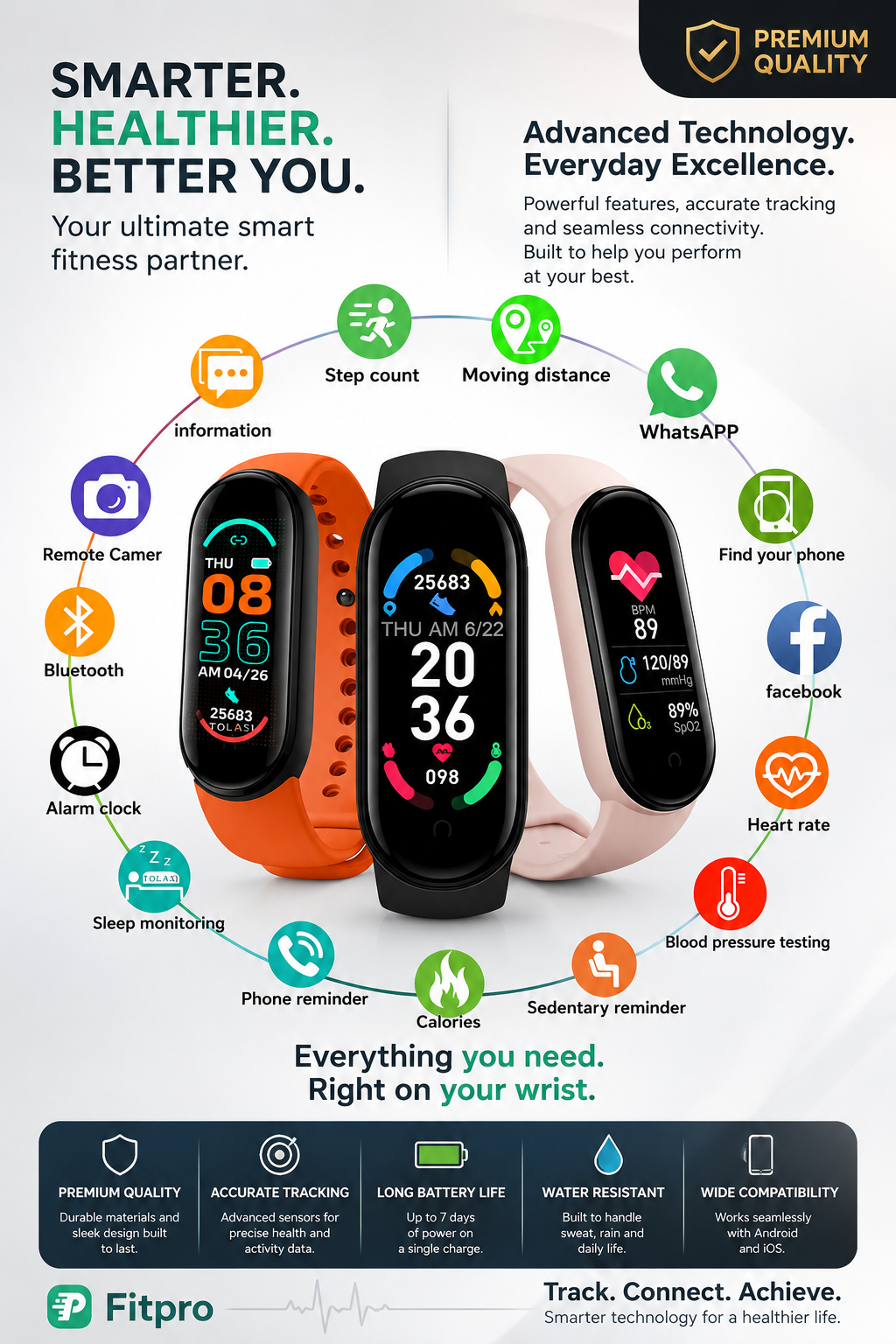 M6 unissex Smart Bracelet Sports Band Multi-function