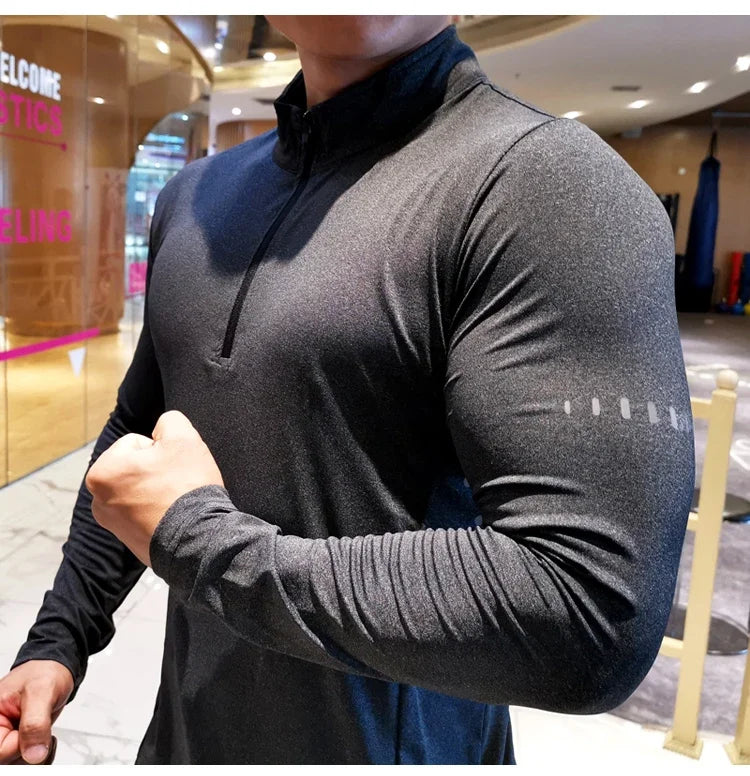 Quick Dry Running Shirt Men T-shirt Long Sleeve Compression