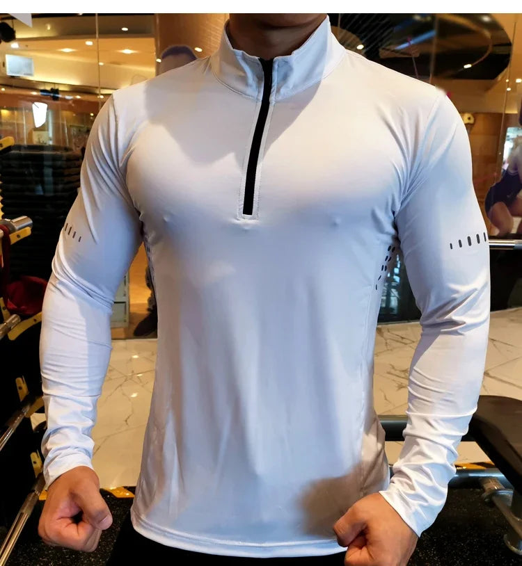 Quick Dry Running Shirt Men T-shirt Long Sleeve Compression