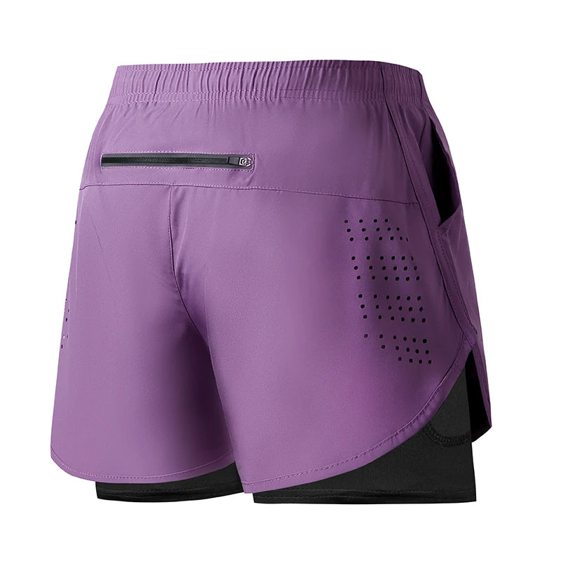 Men's Running Shorts Quick-drying Fitness Black Double Layer Shorts Men Bodybuilding