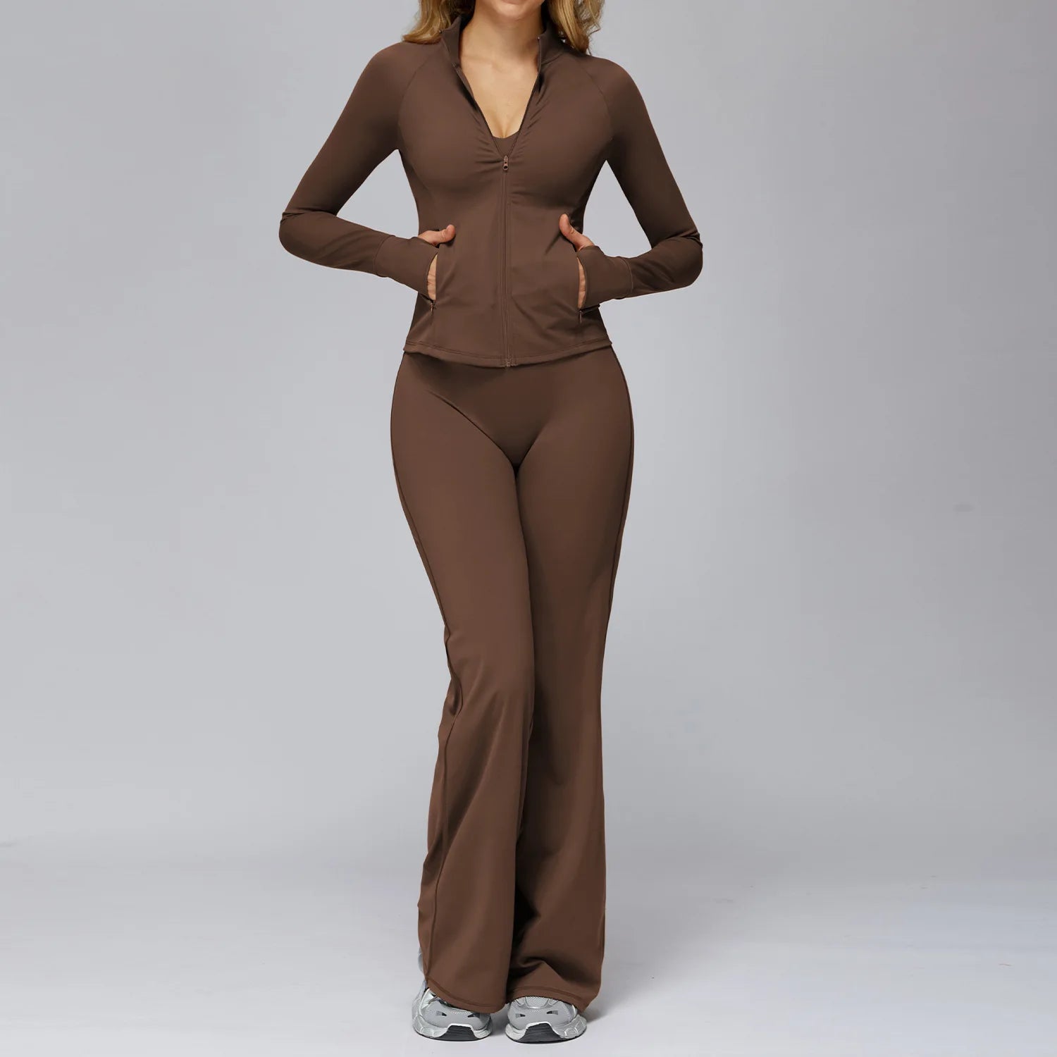 Set Women Tracksuit Workout Set Gym Clothing Fitness Long