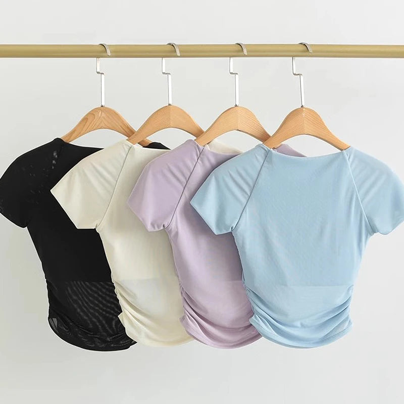 Women's Padded Shirts Short Sleeve - KNIT