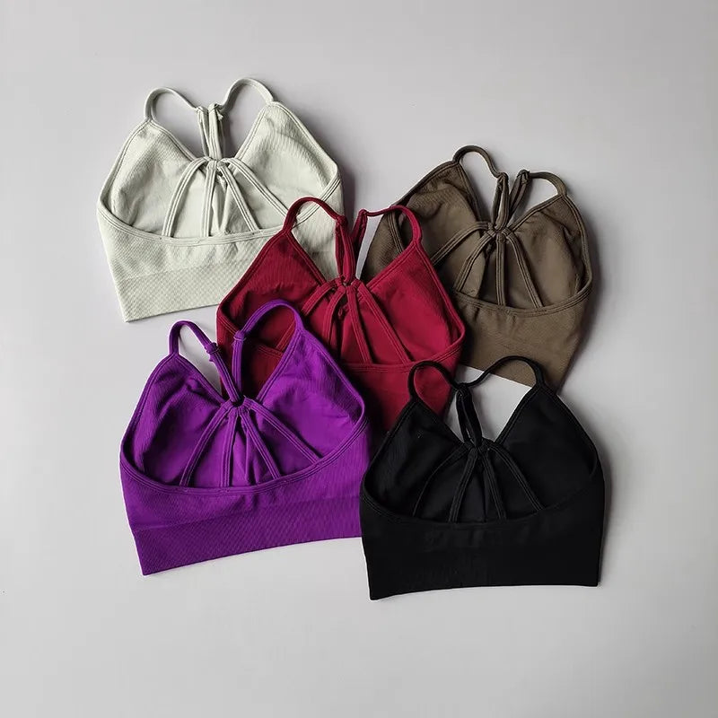 Set Women High Waist Scrunch Leggings V Neck Sports - KNIT