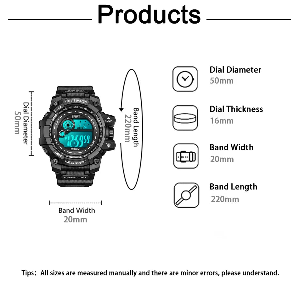 Men Digital Watch Luminous Military