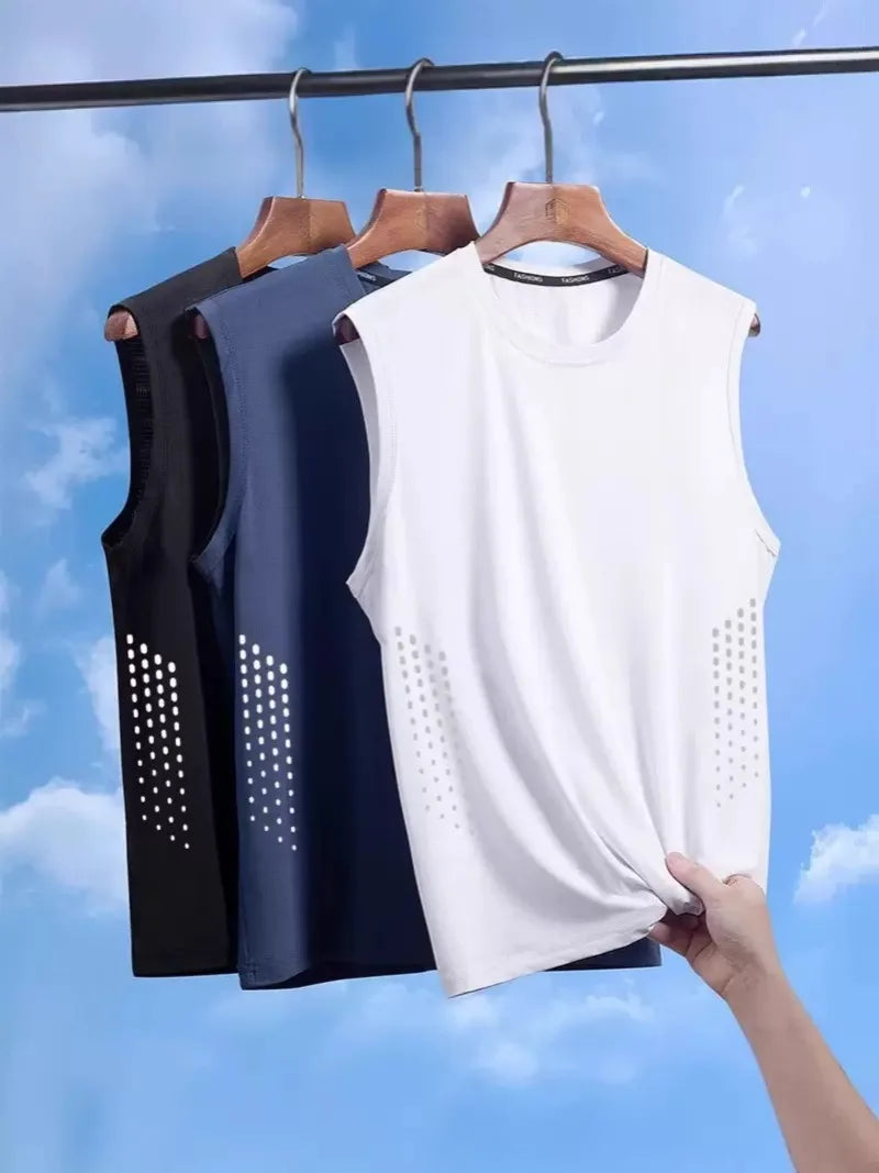 Mesh Men Vest Sleeveless Printed