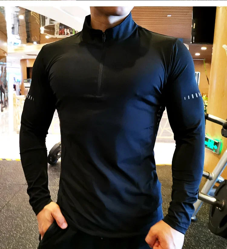 Quick Dry Running Shirt Men T-shirt Long Sleeve Compression