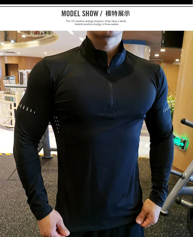Quick Dry Running Shirt Men T-shirt Long Sleeve Compression