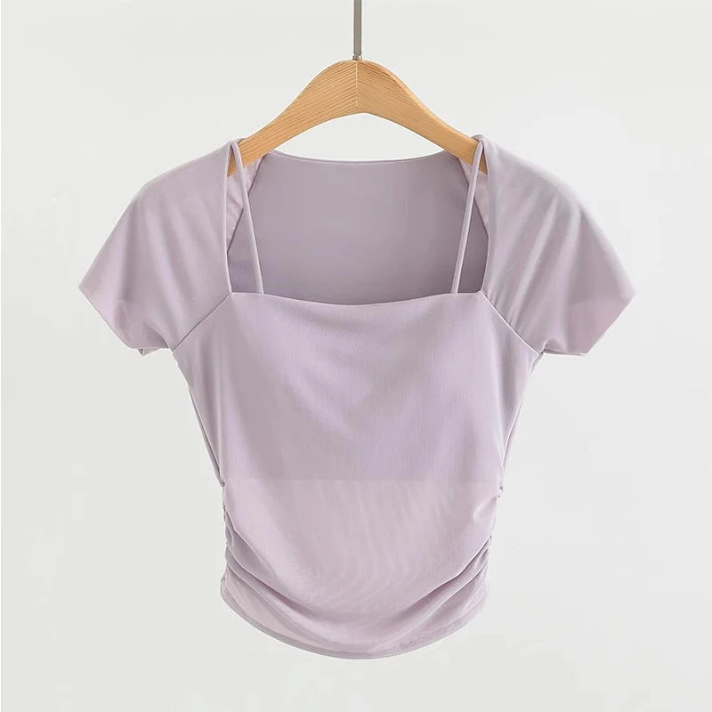 Women's Padded Shirts Short Sleeve - KNIT