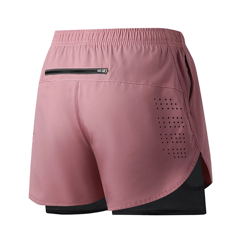 Men's Running Shorts Quick-drying Fitness Black Double Layer Shorts Men Bodybuilding