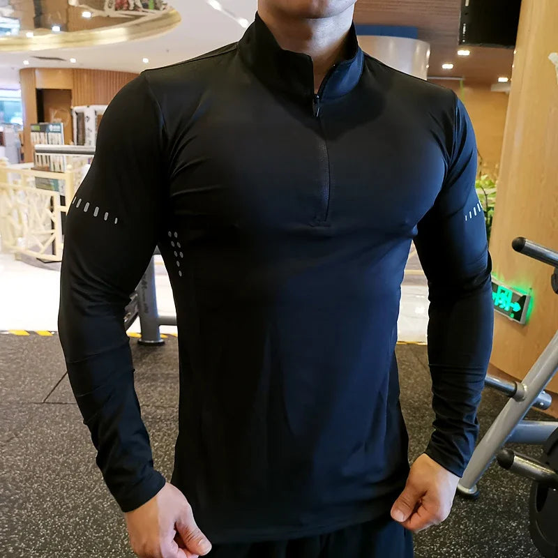 Quick Dry Running Shirt Men T-shirt Long Sleeve Compression