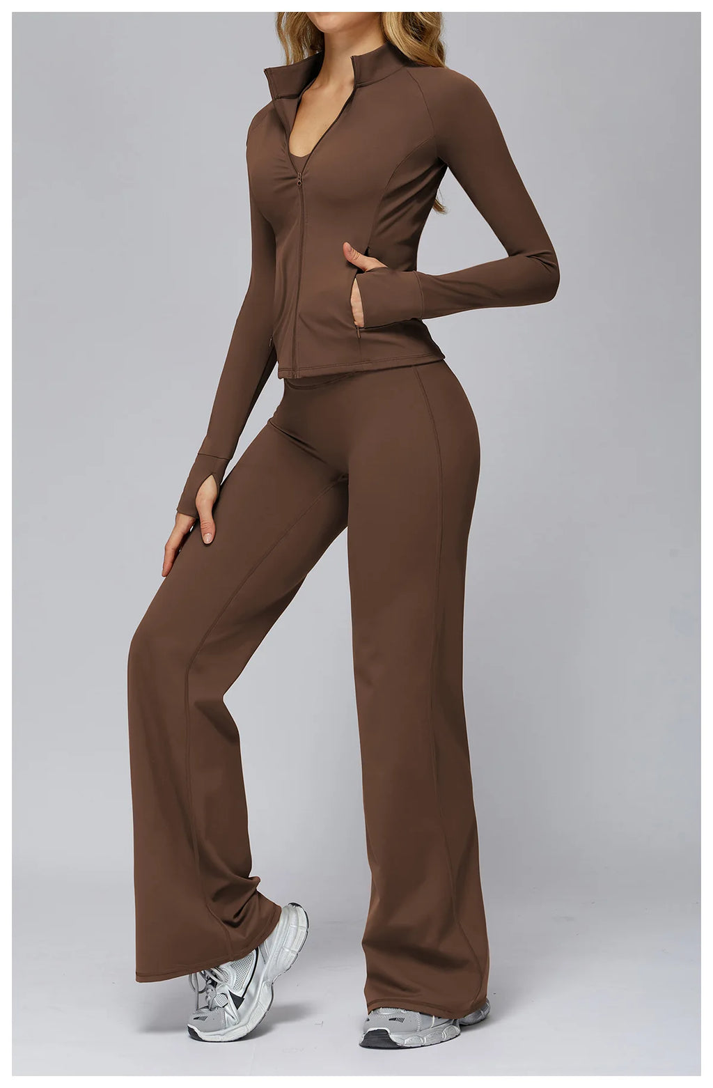Set Women Tracksuit Workout Set Gym Clothing Fitness Long