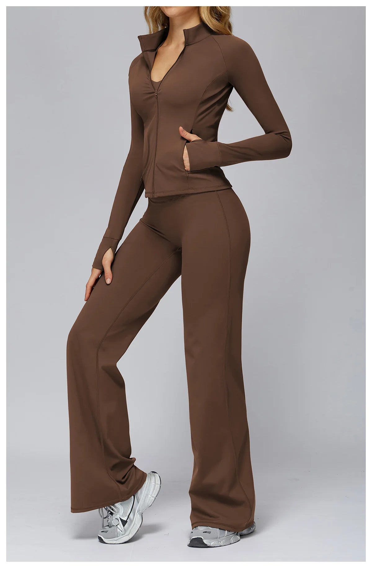 Set Women Tracksuit Workout Set Gym Clothing Fitness Long