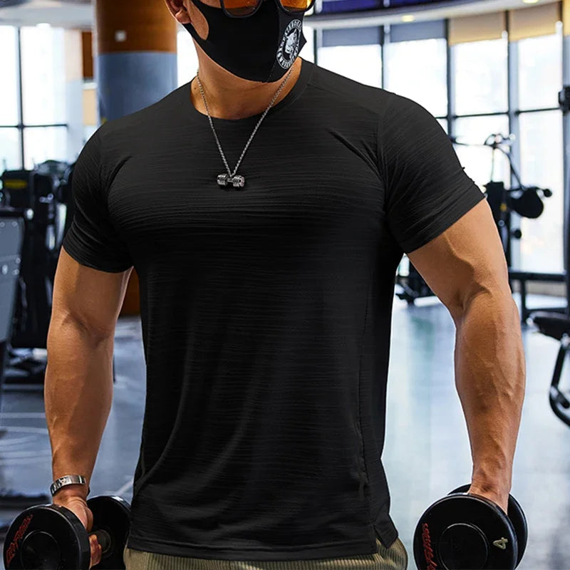 Plain men’s compression training shirt - KNIT
