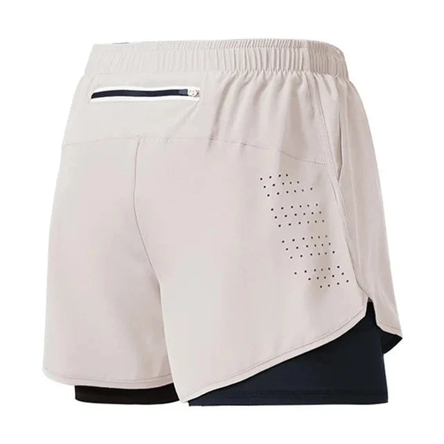 Men's Running Shorts Quick-drying Fitness Black Double Layer Shorts Men Bodybuilding