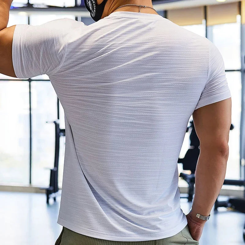 Plain men’s compression training shirt - KNIT
