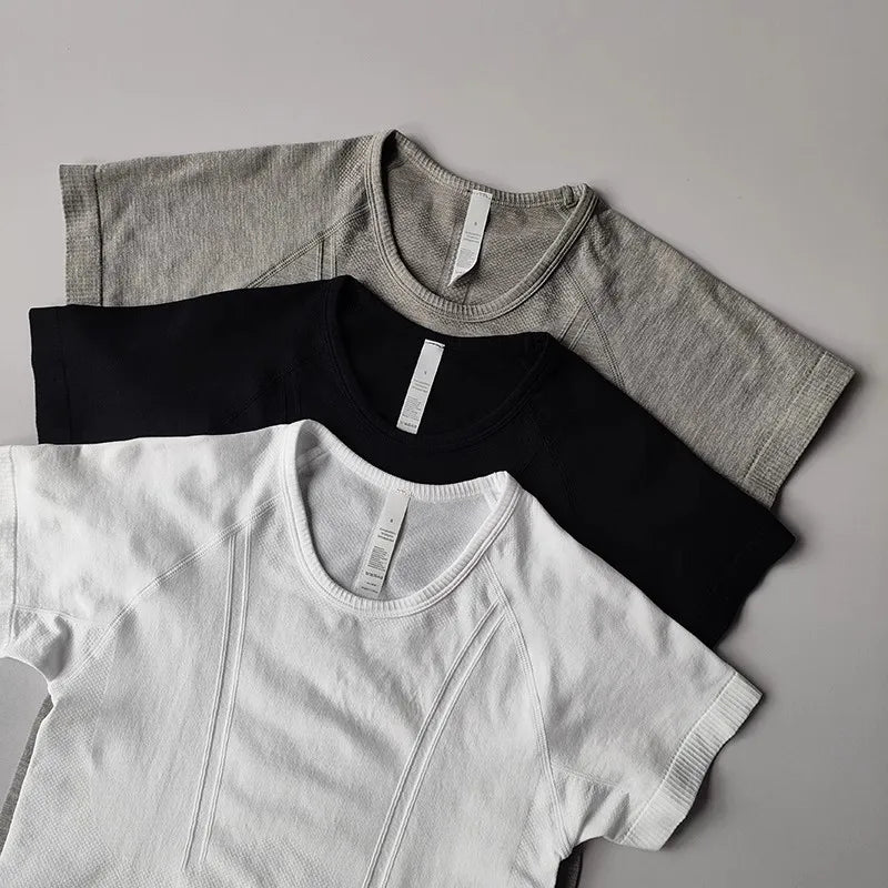 Summer Women's Short Sleeve Yoga T-Shirt Sports Shirt Gym Clothes Fitness Blouse Running Sweatshirt Casual Yoga Clothing Top
