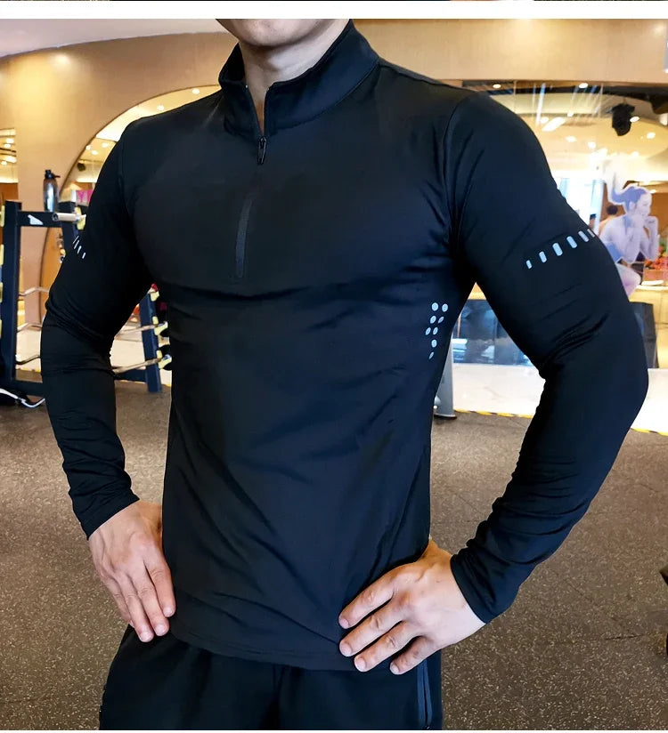 Quick Dry Running Shirt Men T-shirt Long Sleeve Compression